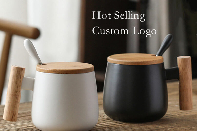 Ceramic Coffee Mug with Wooden Handle