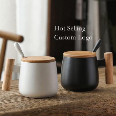 Ceramic Coffee Mug with Wooden Handle