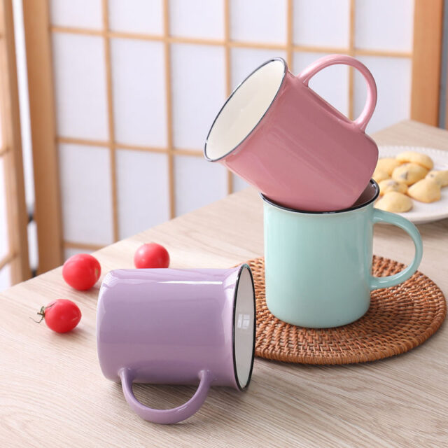 ceramic enamel coffee cup for hiking trips