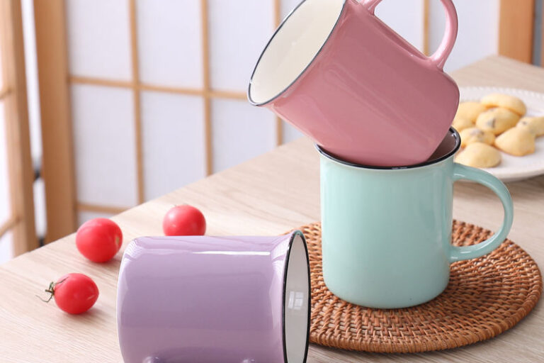 Outdoor Hiking Ceramic Enamel Coffee Cups, 12–14oz (1) ceramic enamel coffee cup for hiking trips