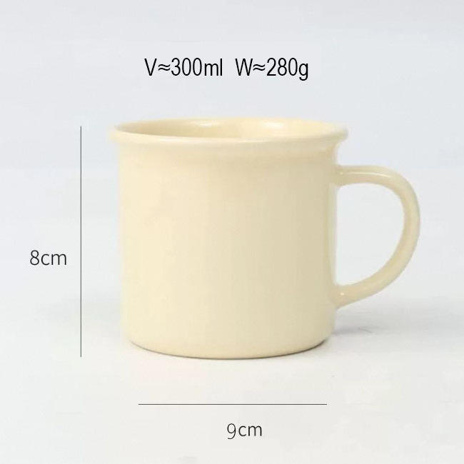 enamel-style ceramic coffee mug with logo