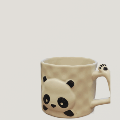 enamel-style ceramic coffee mug with logo