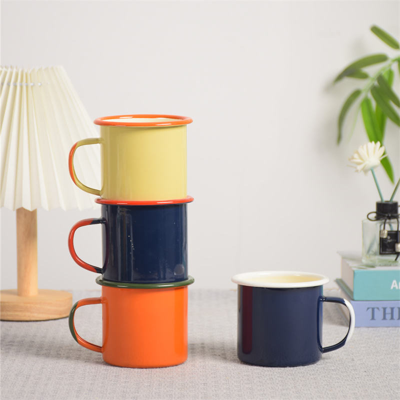 ceramic enamel camping mugs with handle