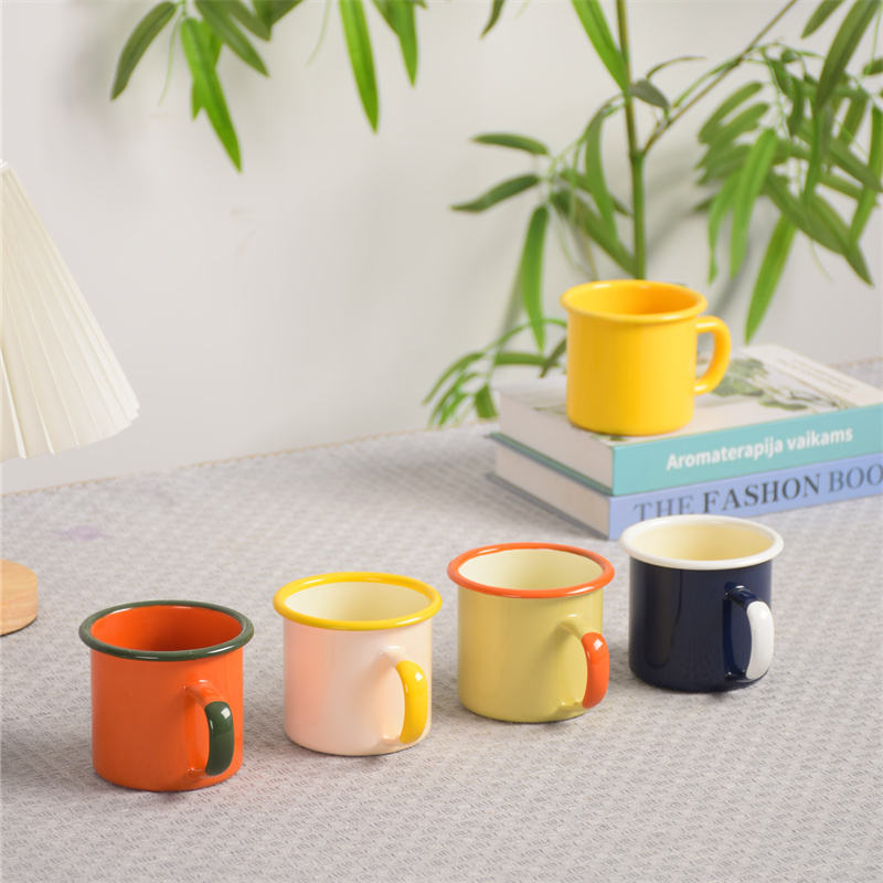 ceramic enamel camping mugs with handle