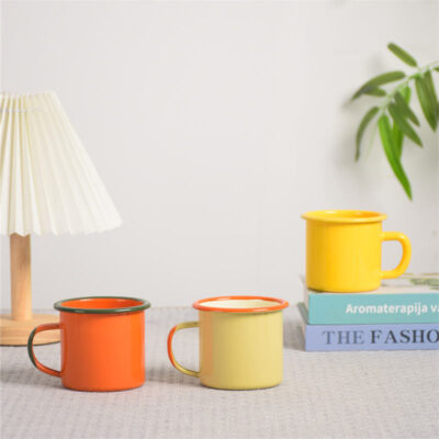 ceramic enamel camping mugs with handle