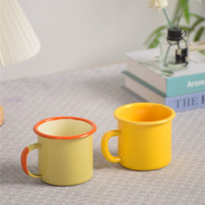 ceramic enamel camping mugs with handle